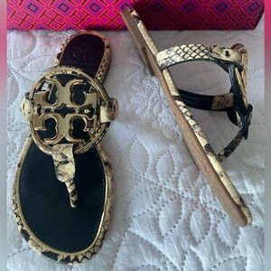 Tory Burch Python Snakeskin Sandals-runs large, fits 6-6.5.
